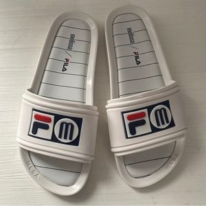 Fila + Melissa white women’s slide sandals